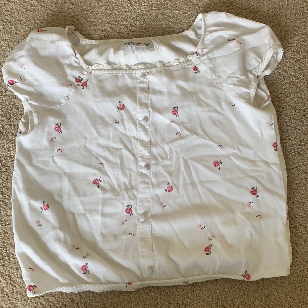 Abercrombie kid’s girl’s 13/14 white floral blouse